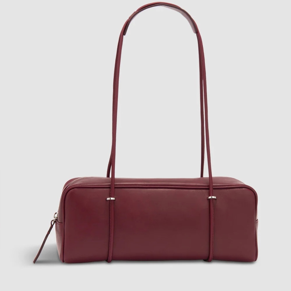 By Far Kimberly Burgundy Leather Shoulder Bag